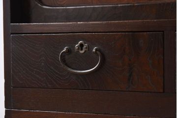 アンティーク家具　高級品　玉杢　三方欅材　かくし付き!重ね帳場箪笥