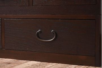 アンティーク家具　高級品　玉杢　三方欅材　かくし付き!重ね帳場箪笥