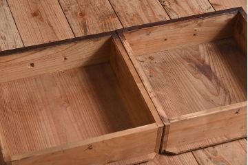 アンティーク家具　古い檜材　モールガラス扉　アンティーク本箱(ブックケース)