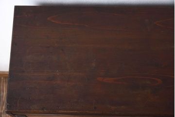 アンティーク家具　古い檜材　モールガラス扉　アンティーク本箱(ブックケース)