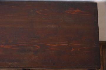 アンティーク家具　古い檜材　モールガラス扉　アンティーク本箱(ブックケース)