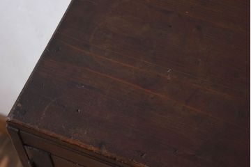 アンティーク家具　古い檜材　モールガラス扉　アンティーク本箱(ブックケース)