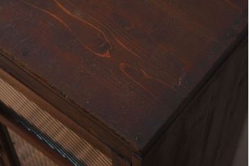 アンティーク家具　古い檜材　モールガラス扉　アンティーク本箱(ブックケース)