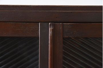 アンティーク家具　古い檜材　モールガラス扉　アンティーク本箱(ブックケース)