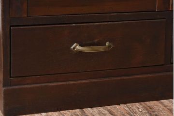 アンティーク家具　古い檜材　モールガラス扉　アンティーク本箱(ブックケース)