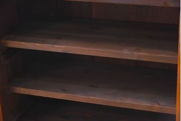 アンティーク家具　古い檜材　モールガラス扉　アンティーク本箱(ブックケース)