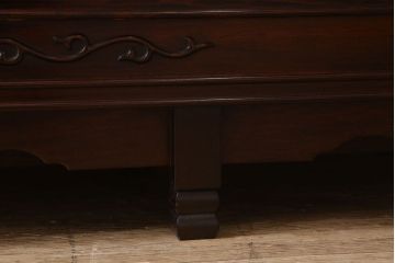 中古　民芸家具　唐木材(カリン材・花梨材)　最高級品!彫刻が素晴らしいサイドボード(収納棚、飾り棚)