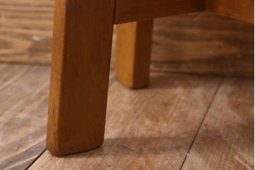 アンティーク家具　古いブナ材製のクッション座面丸スツール(椅子、チェア)(3)