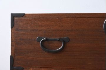 アンティーク家具　総桐材　和製アンティーク　鉄脚付き!シンプルな古い木の時代箪笥ローボード(1)