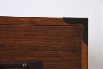 アンティーク家具　総桐材　和製アンティーク　鉄脚付き!シンプルな古い木の時代箪笥ローボード(1)