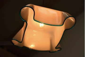 イギリスアンティーク 上品なフリルシェードのペンダントライト(天井照明)(2)