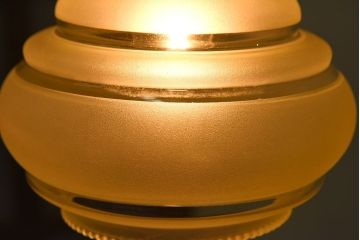 フランスアンティーク　すりガラスシェードのペンダントライト(天井照明)