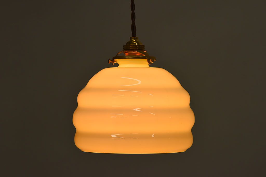 フランスアンティーク　被せガラスシェードのペンダントライト(天井照明)