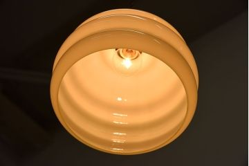 フランスアンティーク　被せガラスシェードのペンダントライト(天井照明)