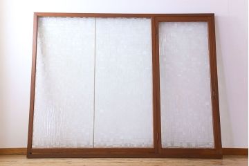 昭和レトロ　モザイクガラス!古い木の特大アンティークガラス戸(間仕切り・パーテーション)