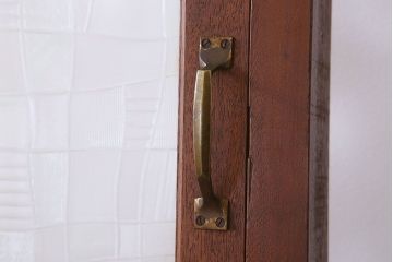 昭和レトロ　モザイクガラス!古い木の特大アンティークガラス戸(間仕切り・パーテーション)