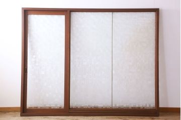 昭和レトロ　モザイクガラス!古い木の特大アンティークガラス戸(間仕切り・パーテーション)