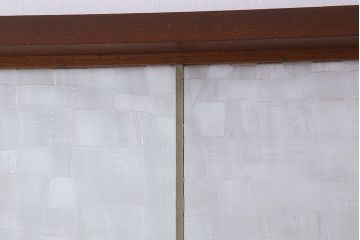 昭和レトロ　モザイクガラス!古い木の特大アンティークガラス戸(間仕切り・パーテーション)