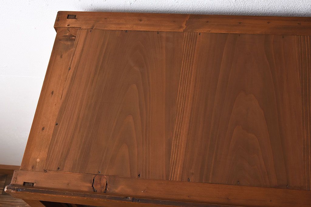 アンティーク家具　三尺　ダイヤガラス引き戸!前檜材製　古い木のアンティーク収納棚(水屋箪笥)