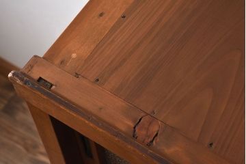 アンティーク家具　三尺　ダイヤガラス引き戸!前檜材製　古い木のアンティーク収納棚(水屋箪笥)