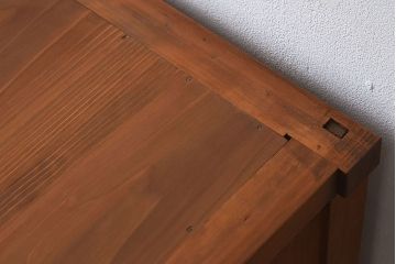 アンティーク家具　三尺　ダイヤガラス引き戸!前檜材製　古い木のアンティーク収納棚(水屋箪笥)