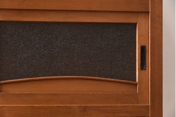 アンティーク家具　三尺　ダイヤガラス引き戸!前檜材製　古い木のアンティーク収納棚(水屋箪笥)