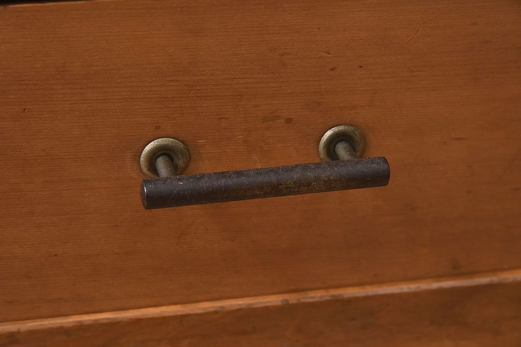 アンティーク家具　三尺　ダイヤガラス引き戸!前檜材製　古い木のアンティーク収納棚(水屋箪笥)