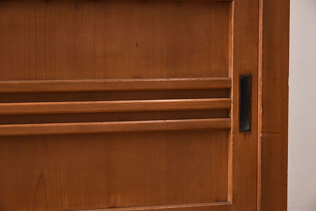 アンティーク家具　三尺　ダイヤガラス引き戸!前檜材製　古い木のアンティーク収納棚(水屋箪笥)