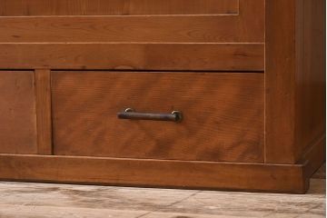 アンティーク家具　三尺　ダイヤガラス引き戸!前檜材製　古い木のアンティーク収納棚(水屋箪笥)