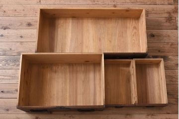 アンティーク家具　和製アンティーク　前面桐材!シンプルな丸金具の時代箪笥ローボード(衣装箪笥)(2)