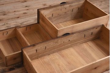 アンティーク家具　和製アンティーク　前面桐材!シンプルな丸金具の時代箪笥ローボード(衣装箪笥)(2)