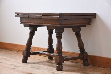 アンティーク家具　パーケット天板!フランスアンティークの小さなエクステンションテーブル