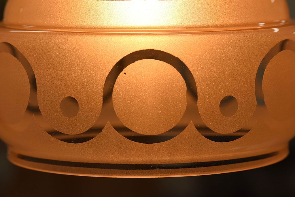 フランスアンティーク　すりガラスシェードのペンダントライト(天井照明)(1)