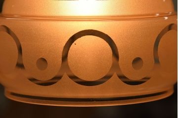 フランスアンティーク　すりガラスシェードのペンダントライト(天井照明)(1)