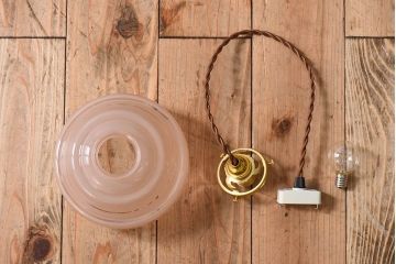 フランスアンティーク　すりガラスシェードのペンダントライト(天井照明)(1)