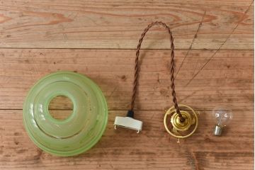 フランスアンティーク　すりガラスシェードのペンダントライト(天井照明)(2)