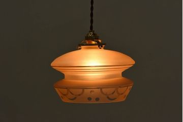 フランスアンティーク　すりガラスシェードのペンダントライト(天井照明)(3)