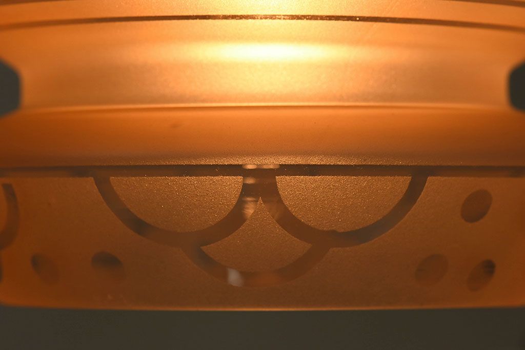 フランスアンティーク　すりガラスシェードのペンダントライト(天井照明)(3)