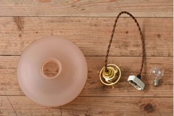 フランスアンティーク　すりガラスシェードのペンダントライト(天井照明)(3)