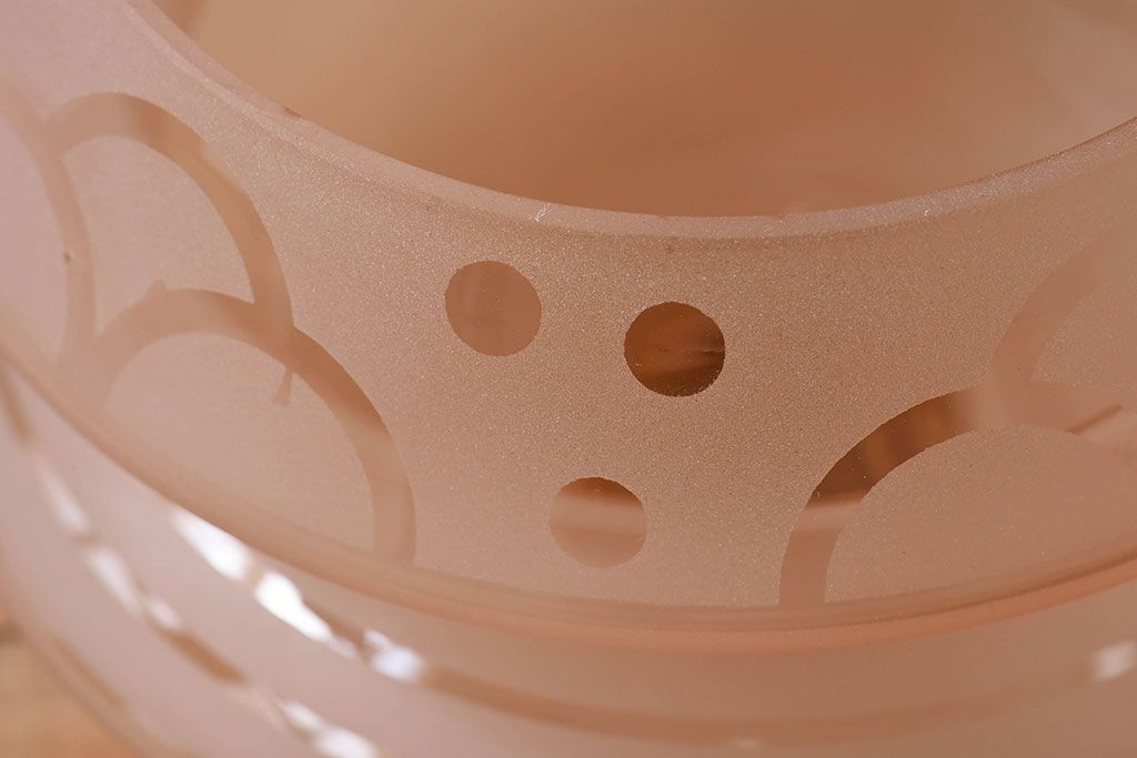 フランスアンティーク　すりガラスシェードのペンダントライト(天井照明)(3)