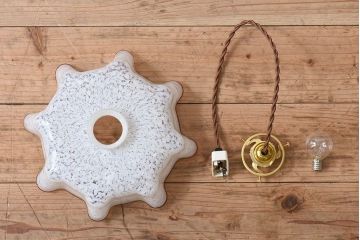 フランスアンティーク　上品なフリルシェードのペンダントライト(天井照明)(3)