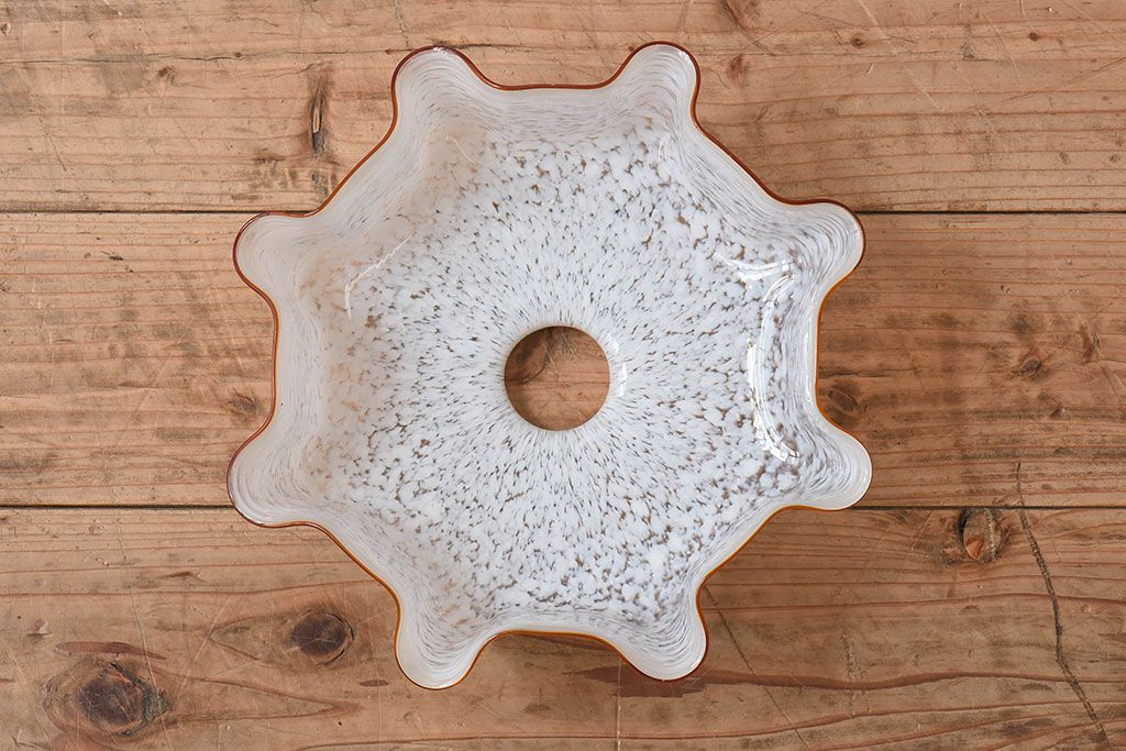 フランスアンティーク　上品なフリルシェードのペンダントライト(天井照明)(3)