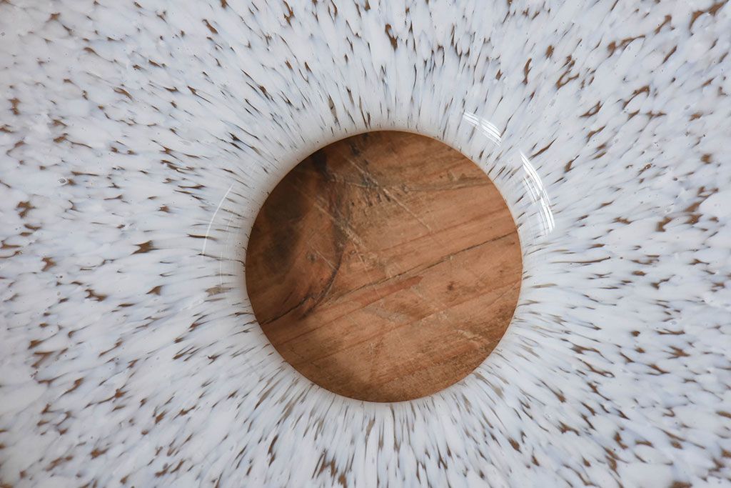 フランスアンティーク　上品なフリルシェードのペンダントライト(天井照明)(3)