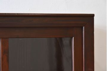アンティーク家具　前面檜材製　和製アンティーク　ガラス引き戸!古い木の重ね収納棚