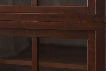 アンティーク家具　前面檜材製　和製アンティーク　ガラス引き戸!古い木の重ね収納棚