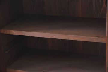 アンティーク家具　前面檜材製　和製アンティーク　ガラス引き戸!古い木の重ね収納棚