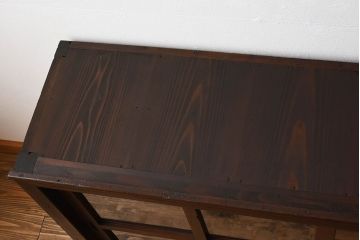 アンティーク家具　前面檜材製　和製アンティーク　ガラス引き戸!古い木の重ね収納棚