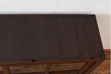 アンティーク家具　前面檜材製　和製アンティーク　ガラス引き戸!古い木の重ね収納棚