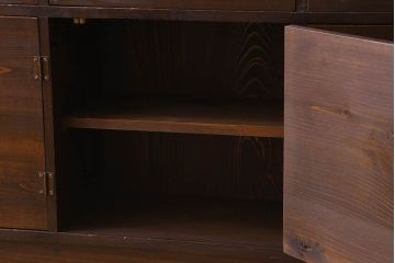 アンティーク家具　特大サイズ　引き出し・戸棚付き!古い木のマス目収納棚(収納棚、飾り棚)