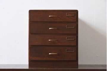 アンティーク家具　ネームプレート　ナラ材製のアンティーク小引き出し(2)